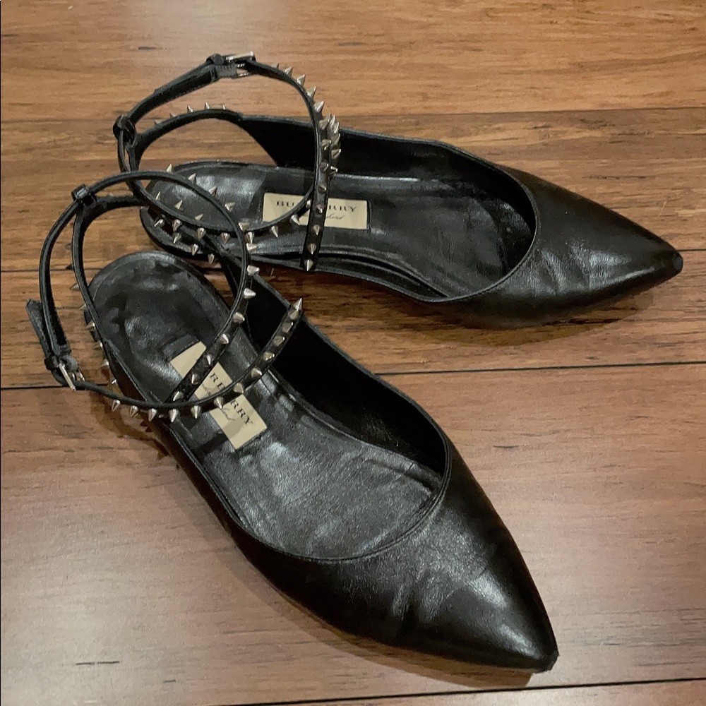 Burberry Black Spike Wrapped Flats